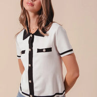 SO ME Button Down Knitted Sweater Shirt Top-Blouses-Trendsi-[option4]-[option5]-[option6]-[option7]-[option8]-Shop-Boutique-Clothing-for-Women-Online