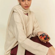 Davi & Dani V-Neck Dropped Shoulder Sweater with Scarf-Sweaters-Trendsi-[option4]-[option5]-[option6]-[option7]-[option8]-Shop-Boutique-Clothing-for-Women-Online