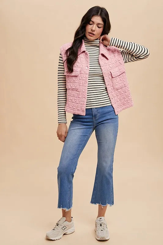 Annie Wear Texture Quilted Snap Down Vest Coat-Vest-Trendsi-[option4]-[option5]-[option6]-[option7]-[option8]-Shop-Boutique-Clothing-for-Women-Online