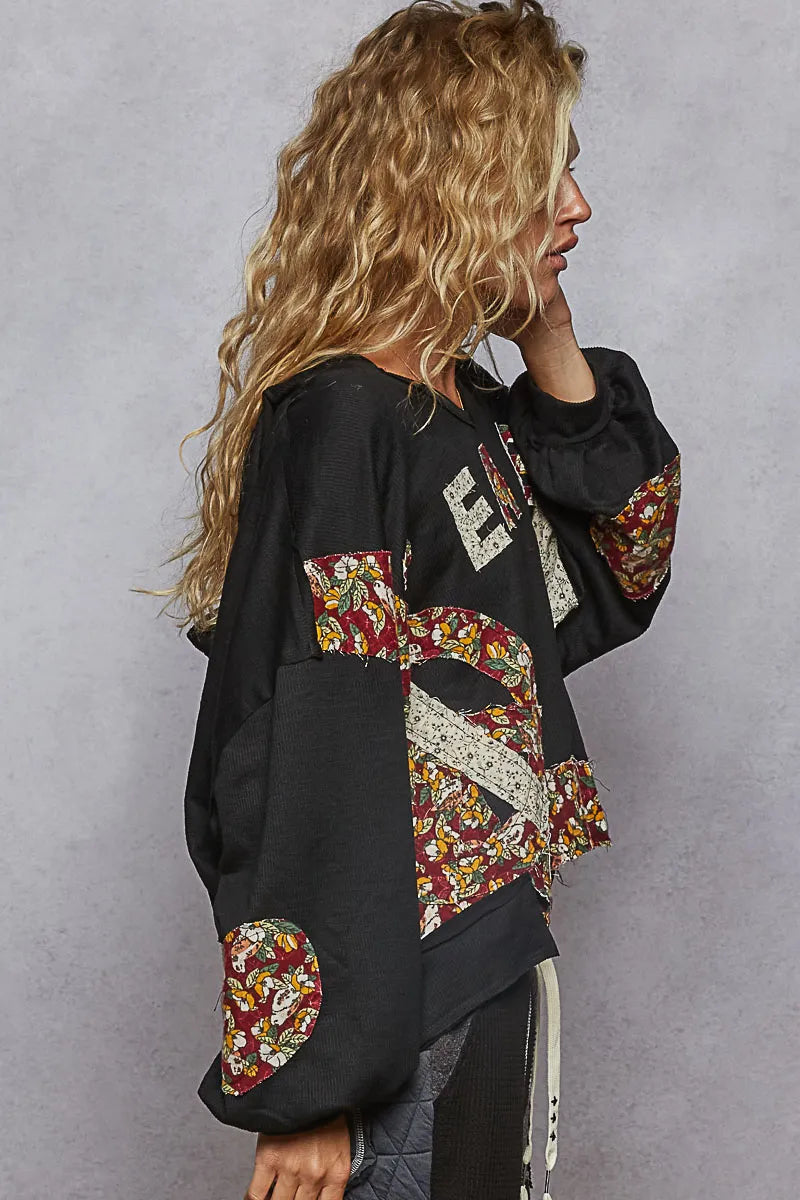 POL Peace Patch Floral Long Sleeve Hoodie-Sweatshirts & Hoodies-Trendsi-[option4]-[option5]-[option6]-[option7]-[option8]-Shop-Boutique-Clothing-for-Women-Online