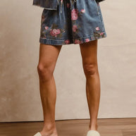 BiBi Floral Printed Denim Short Pants With Pocket-Shorts-Trendsi-[option4]-[option5]-[option6]-[option7]-[option8]-Shop-Boutique-Clothing-for-Women-Online
