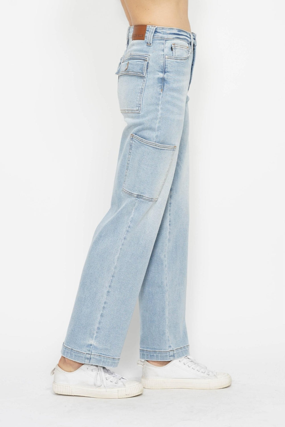 Judy Blue High Waist Light Wash Straight Cargo Jeans-Trendsi-[option4]-[option5]-[option6]-[option7]-[option8]-Shop-Boutique-Clothing-for-Women-Online