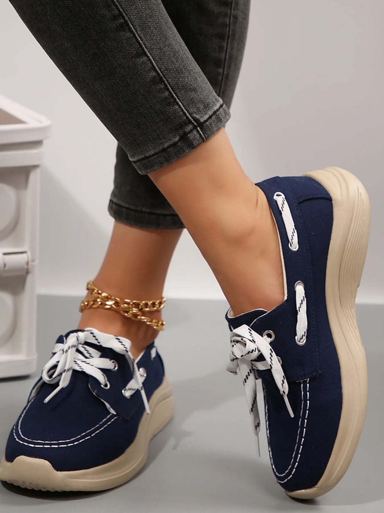 Lace Up Round Toe Sneakers-Sneakers-Trendsi-[option4]-[option5]-[option6]-[option7]-[option8]-Shop-Boutique-Clothing-for-Women-Online
