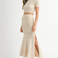 MABLE Pointelle Short Sleeve Crop Top and Slit Skirt Sweater Set-Sets-Trendsi-[option4]-[option5]-[option6]-[option7]-[option8]-Shop-Boutique-Clothing-for-Women-Online