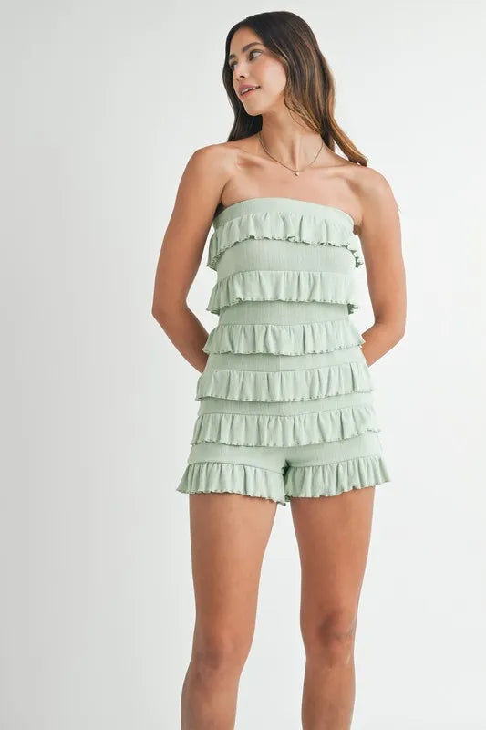MABLE Pointelle Knit Fabric Ruffled Tube Romper-Jumpsuits & Rompers-Trendsi-[option4]-[option5]-[option6]-[option7]-[option8]-Shop-Boutique-Clothing-for-Women-Online