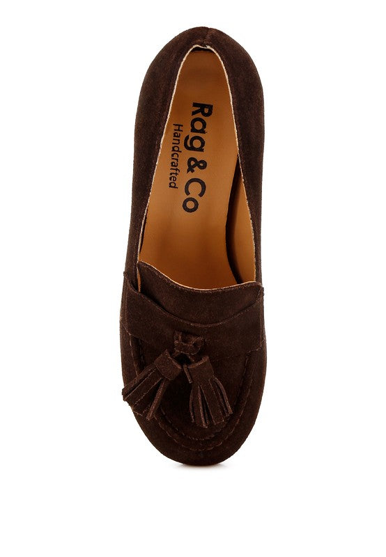 Aloha Tassels Detail Genuine Suede Loafers-Rag Company-[option4]-[option5]-[option6]-[option7]-[option8]-Shop-Boutique-Clothing-for-Women-Online