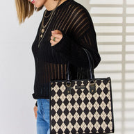 David Jones Argyle Pattern PU Leather Handbag-Bags-Trendsi-[option4]-[option5]-[option6]-[option7]-[option8]-Shop-Boutique-Clothing-for-Women-Online