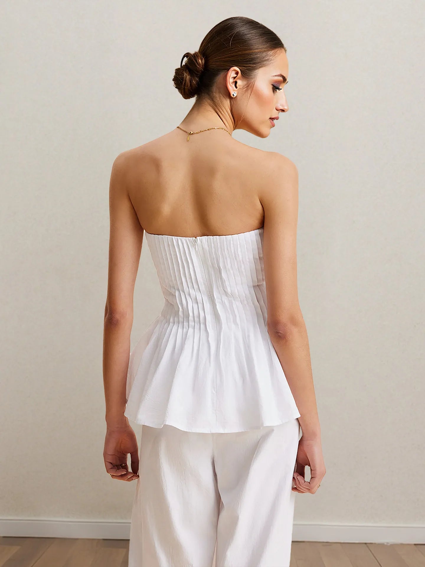 Strapless Peplum Top and Wide Leg Pants Set-Sets-Trendsi-[option4]-[option5]-[option6]-[option7]-[option8]-Shop-Boutique-Clothing-for-Women-Online