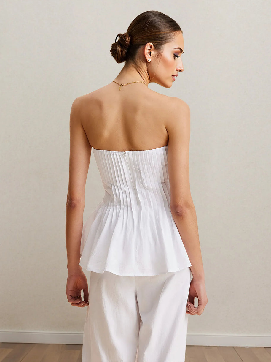 Strapless Peplum Top and Wide Leg Pants Set-Sets-Trendsi-[option4]-[option5]-[option6]-[option7]-[option8]-Shop-Boutique-Clothing-for-Women-Online