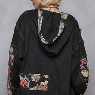 POL Zip Up Floral and Lace Patch Washed Jacket-Jacket-Trendsi-[option4]-[option5]-[option6]-[option7]-[option8]-Shop-Boutique-Clothing-for-Women-Online