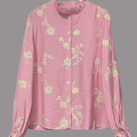 Flower Button Up Long Sleeve Shirt-Tops-Trendsi-[option4]-[option5]-[option6]-[option7]-[option8]-Shop-Boutique-Clothing-for-Women-Online