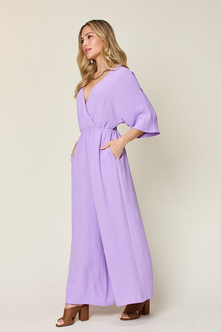 Double Take Half Sleeve Wide Leg Jumpsuit-Trendsi-[option4]-[option5]-[option6]-[option7]-[option8]-Shop-Boutique-Clothing-for-Women-Online