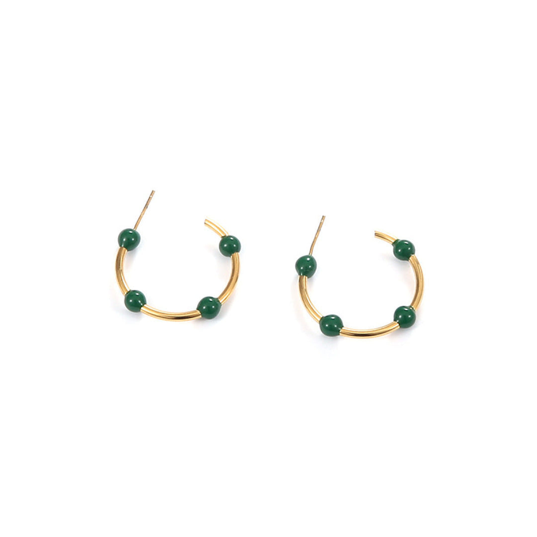 Willow Moon Retro Hand Enamel C-Shaped Hoop Earrings with Box-Hoop Earrings-Kiwidrop-Green-[option4]-[option5]-[option6]-[option7]-[option8]-Shop-Boutique-Clothing-for-Women-Online