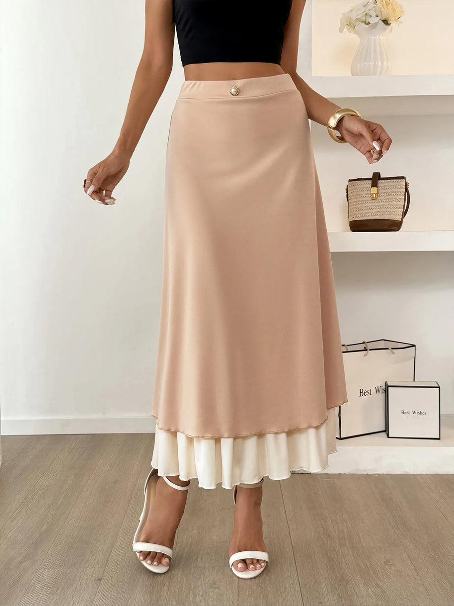 Layered Midi Skirt with Contrast Hem Detail-Skirts-Trendsi-[option4]-[option5]-[option6]-[option7]-[option8]-Shop-Boutique-Clothing-for-Women-Online