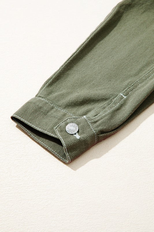 Denim Button-Up Patch Pocket Collared Jacket-JUNIPER BLVD-[option4]-[option5]-[option6]-[option7]-[option8]-Shop-Boutique-Clothing-for-Women-Online