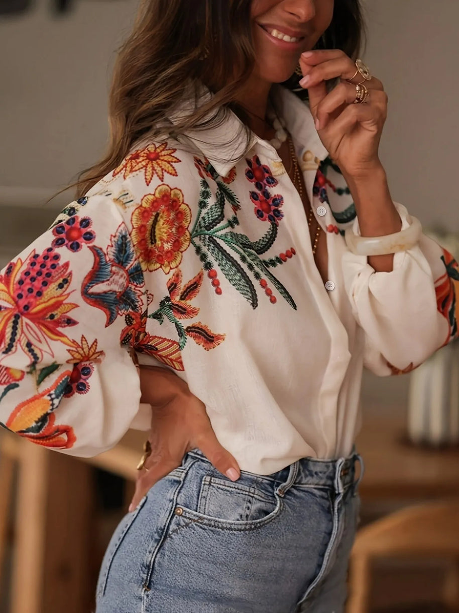 Floral Button Up Long Sleeve Shirt-Tops-Trendsi-[option4]-[option5]-[option6]-[option7]-[option8]-Shop-Boutique-Clothing-for-Women-Online