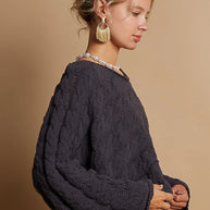 POL Round Neck Cable Knit Cropped Sweater-Sweaters-Trendsi-[option4]-[option5]-[option6]-[option7]-[option8]-Shop-Boutique-Clothing-for-Women-Online