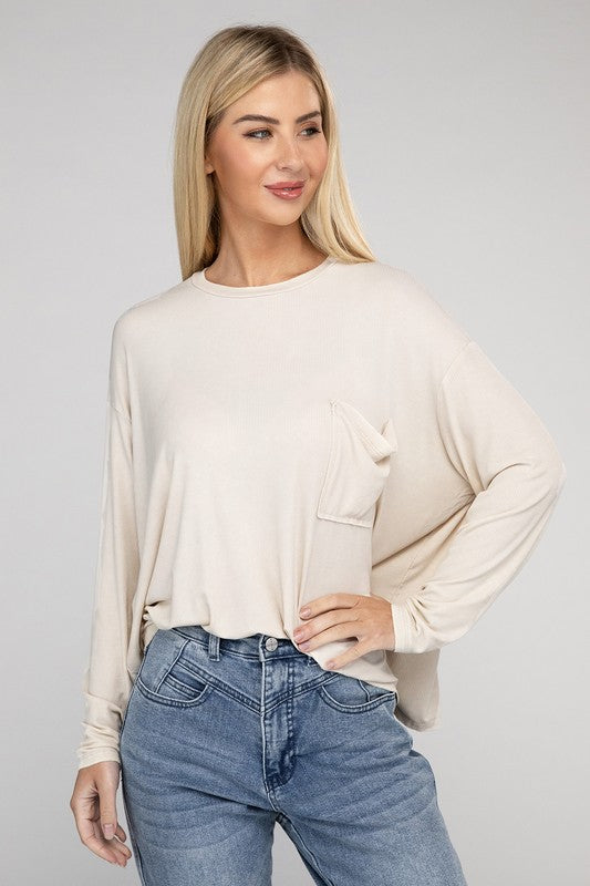 Zenana Washed Ribbed Dolman Sleeve Round Neck Top-ZENANA-[option4]-[option5]-[option6]-[option7]-[option8]-Shop-Boutique-Clothing-for-Women-Online