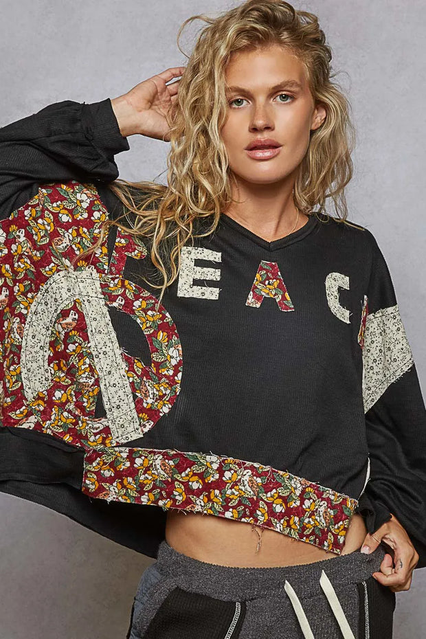 POL Peace Patch Floral Long Sleeve Hoodie-Sweatshirts & Hoodies-Trendsi-[option4]-[option5]-[option6]-[option7]-[option8]-Shop-Boutique-Clothing-for-Women-Online