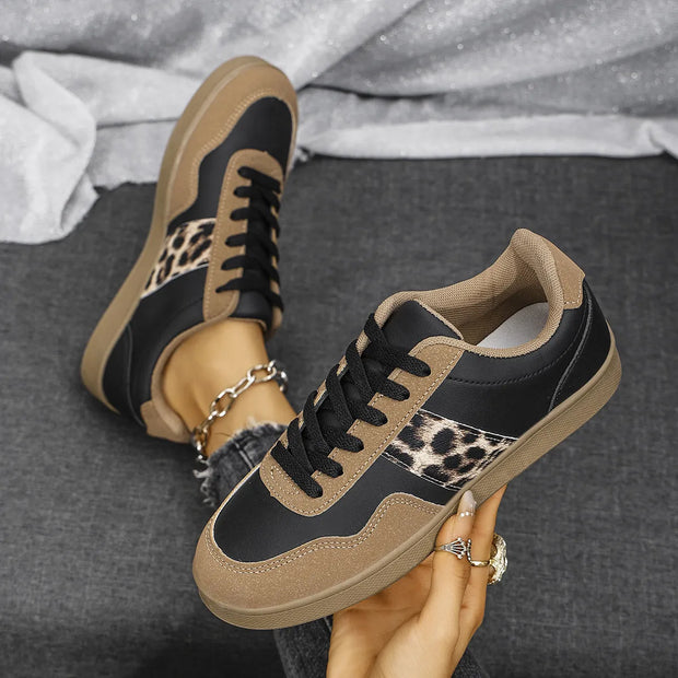 Leopard Lace Up Round Toe Sneakers-120 Sneakers-Trendsi-[option4]-[option5]-[option6]-[option7]-[option8]-Shop-Boutique-Clothing-for-Women-Online