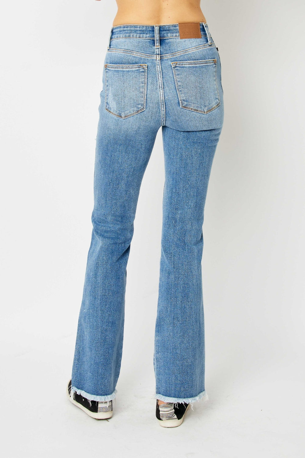 Judy Blue Distressed Raw Hem Bootcut Jeans-Trendsi-[option4]-[option5]-[option6]-[option7]-[option8]-Shop-Boutique-Clothing-for-Women-Online
