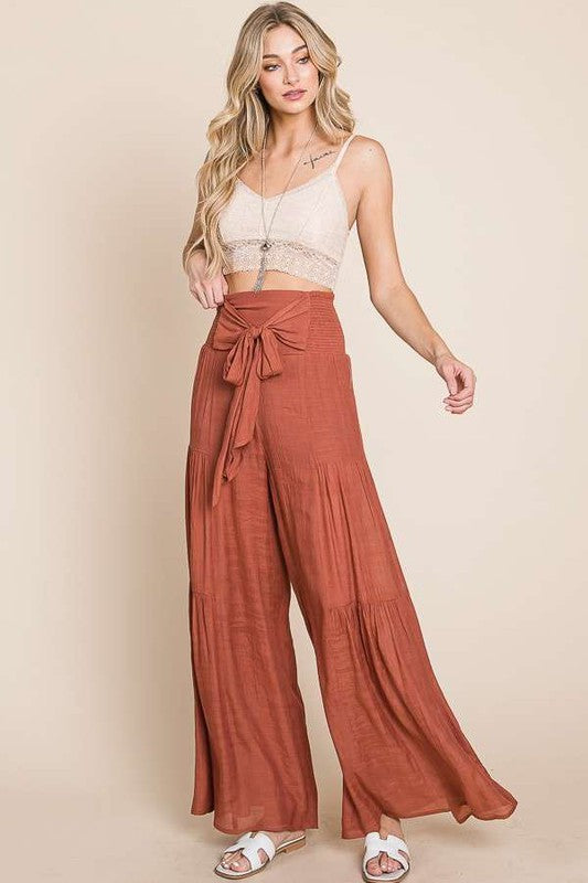 Tie front ruched waist back pants PLUS SIZE-Jade By Jane-[option4]-[option5]-[option6]-[option7]-[option8]-Shop-Boutique-Clothing-for-Women-Online
