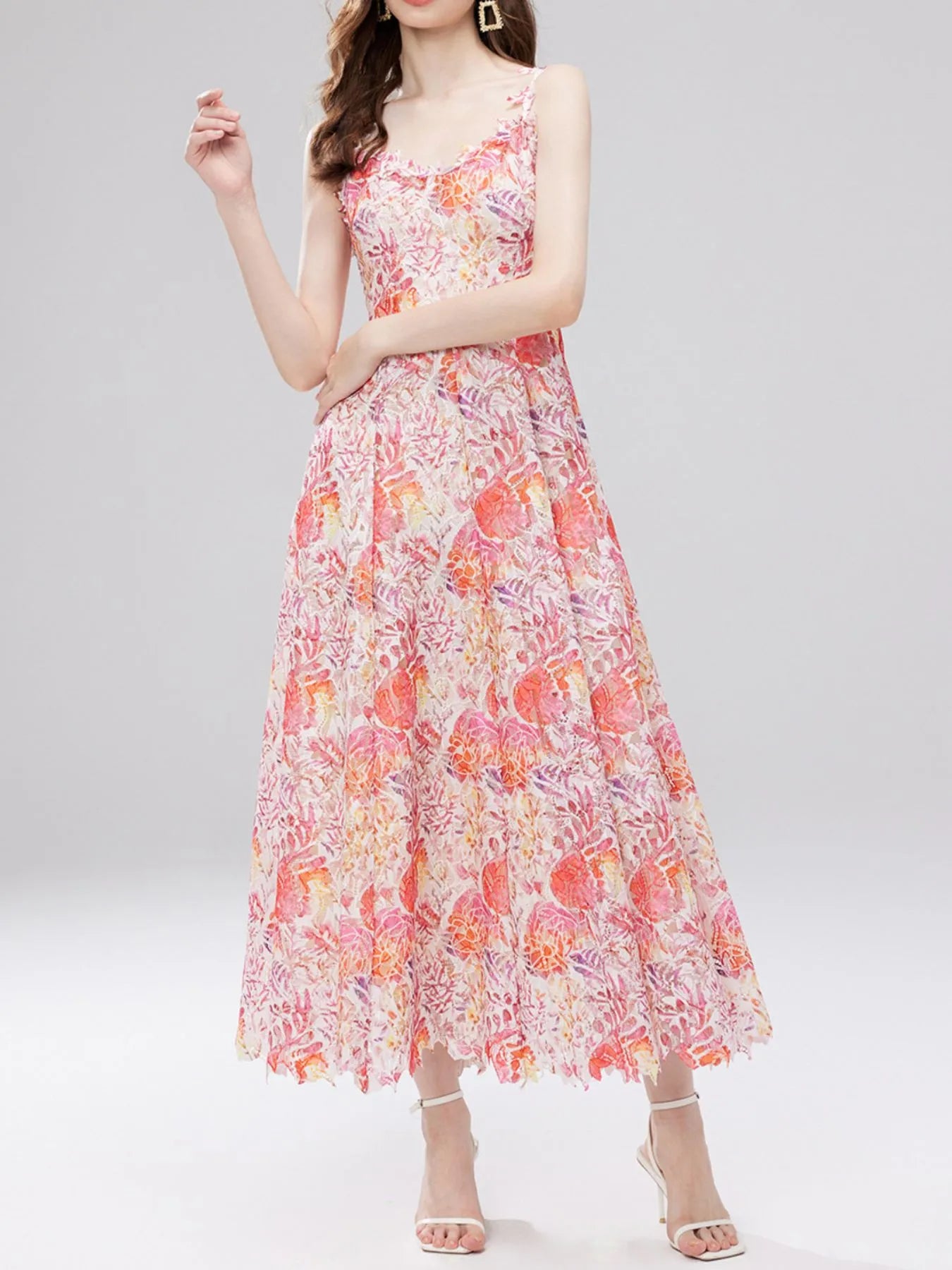 Floral Lace Sleeveless V-Neck Midi Dress-Dresses-Trendsi-[option4]-[option5]-[option6]-[option7]-[option8]-Shop-Boutique-Clothing-for-Women-Online