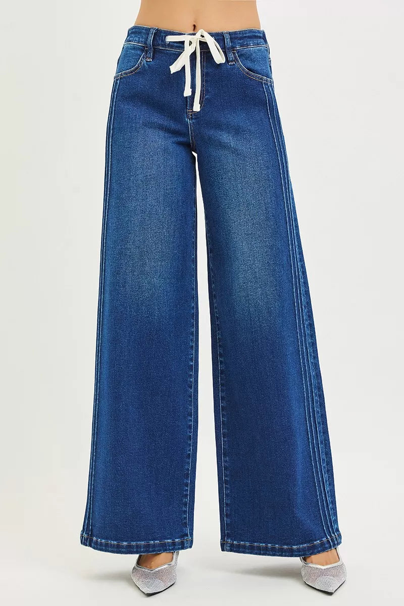 RISEN Full Size Mid Rise Wide Side Pintuck Jeans with Front Drawstring Plus Size-Jeans-Trendsi-[option4]-[option5]-[option6]-[option7]-[option8]-Shop-Boutique-Clothing-for-Women-Online
