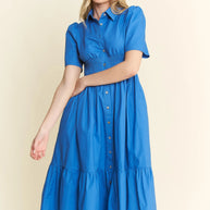 Jade By Jane Short Sleeve Button Down Midi Dress-Dresses-Trendsi-[option4]-[option5]-[option6]-[option7]-[option8]-Shop-Boutique-Clothing-for-Women-Online
