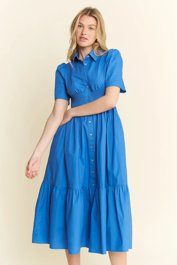 Jade By Jane Short Sleeve Button Down Midi Dress-Dresses-Trendsi-[option4]-[option5]-[option6]-[option7]-[option8]-Shop-Boutique-Clothing-for-Women-Online