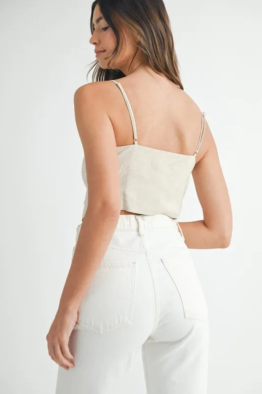 MABLE Linen Mix Button Down Tank Top-Tank Tops & Camis-Trendsi-[option4]-[option5]-[option6]-[option7]-[option8]-Shop-Boutique-Clothing-for-Women-Online