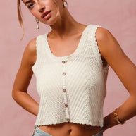 SO ME Chevron Pattern Buttoned Front Lightweight Tank Top-Tank Tops & Camis-Trendsi-[option4]-[option5]-[option6]-[option7]-[option8]-Shop-Boutique-Clothing-for-Women-Online