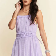 Davi & Dani Texture Swiss Dot Ruffle Square Neck Midi Dress-Dresses-Trendsi-[option4]-[option5]-[option6]-[option7]-[option8]-Shop-Boutique-Clothing-for-Women-Online