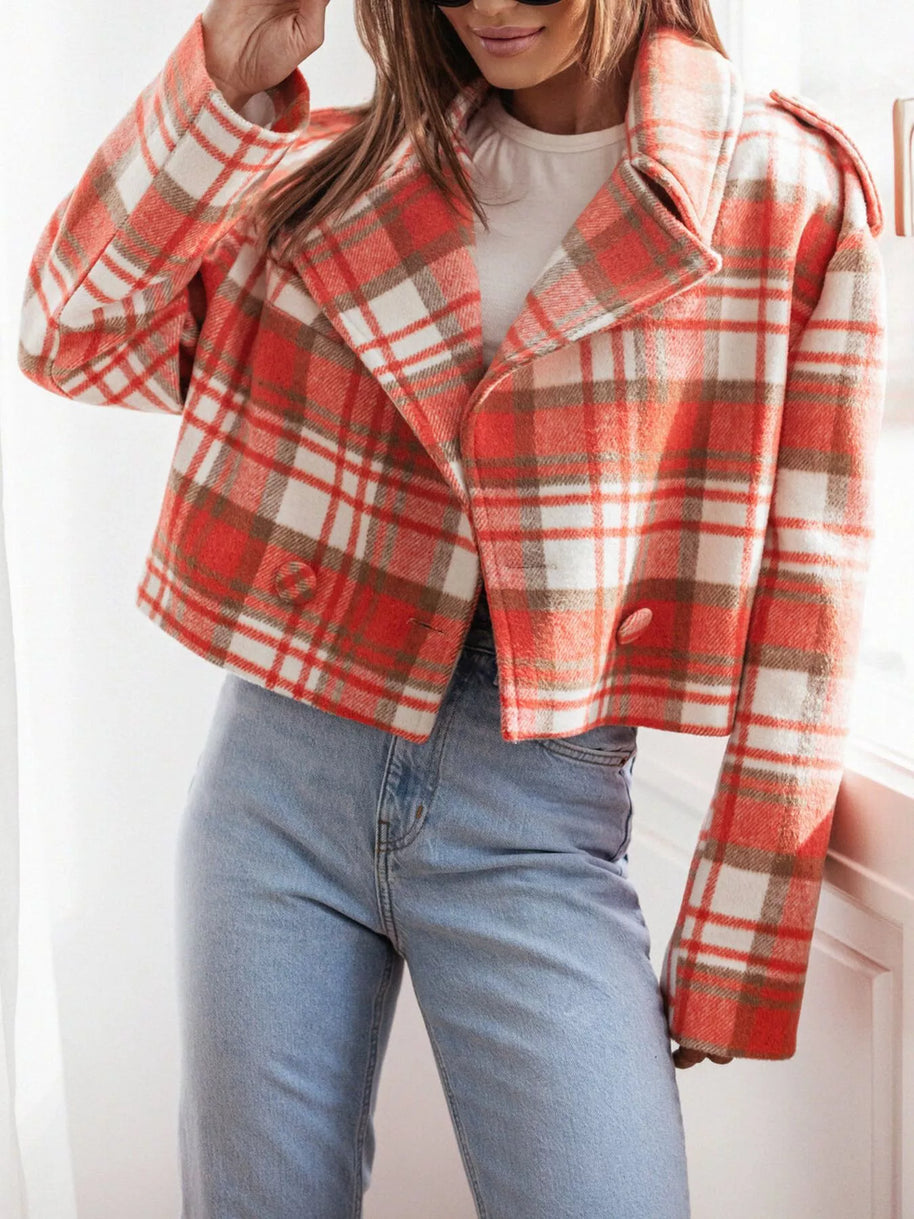 Plaid Lapel Collar Cropped Outerwear-jacket-Trendsi-[option4]-[option5]-[option6]-[option7]-[option8]-Shop-Boutique-Clothing-for-Women-Online