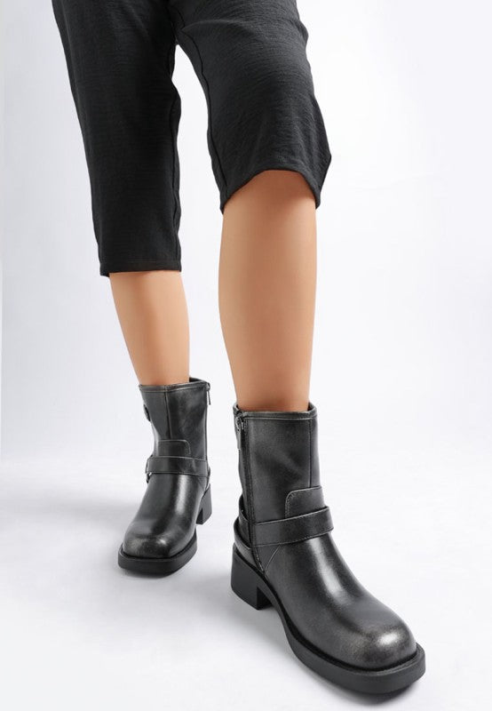 Caribou Harness Detail Biker Boots-Rag Company-[option4]-[option5]-[option6]-[option7]-[option8]-Shop-Boutique-Clothing-for-Women-Online