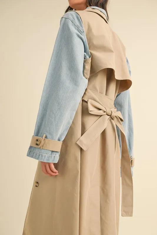 MABLE Layered Look Trench Coat With Denim Jacket-Coats & Jackets-Trendsi-[option4]-[option5]-[option6]-[option7]-[option8]-Shop-Boutique-Clothing-for-Women-Online