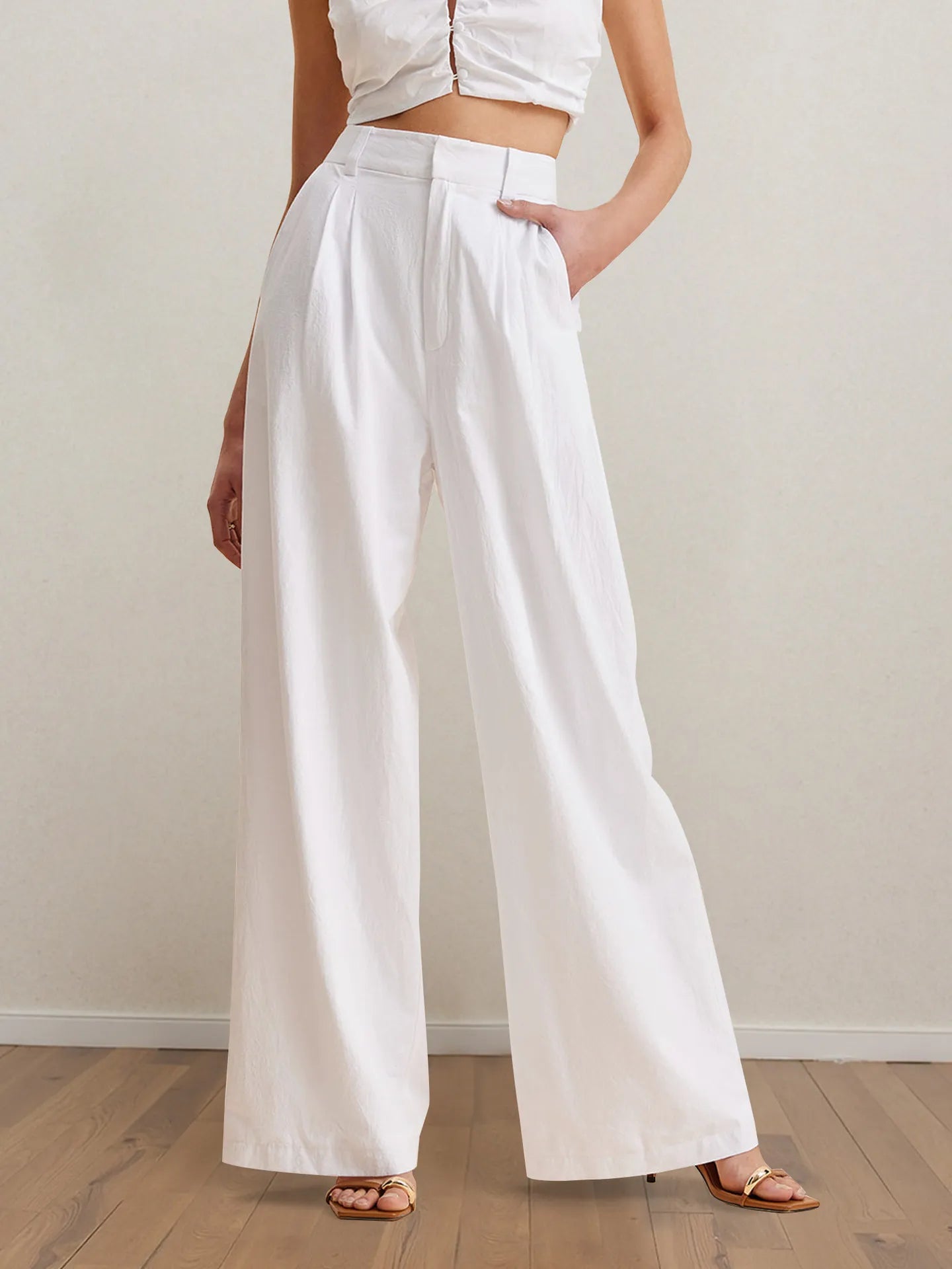 Strapless Peplum Top and Wide Leg Pants Set-Sets-Trendsi-[option4]-[option5]-[option6]-[option7]-[option8]-Shop-Boutique-Clothing-for-Women-Online