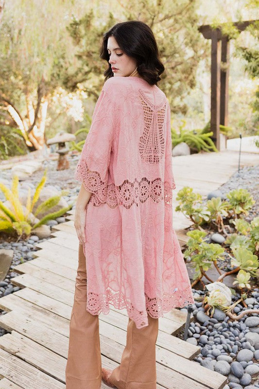 Crochet Open Patch Longline Kimono-Leto Accessories-[option4]-[option5]-[option6]-[option7]-[option8]-Shop-Boutique-Clothing-for-Women-Online