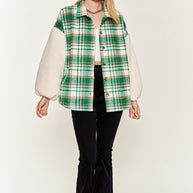 Multi plaid fuzzy sleeve jacket PLUS SIZE-Jade By Jane-[option4]-[option5]-[option6]-[option7]-[option8]-Shop-Boutique-Clothing-for-Women-Online
