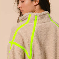 BiBi Contrast Edge Half Zip Up Sherpa Jacket-Jacket-Trendsi-[option4]-[option5]-[option6]-[option7]-[option8]-Shop-Boutique-Clothing-for-Women-Online