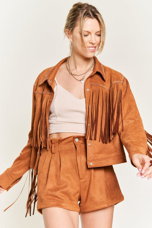 Suede studded fringe jacket PLUS SIZE-Jade By Jane-CAMEL-1X-[option4]-[option5]-[option6]-[option7]-[option8]-Shop-Boutique-Clothing-for-Women-Online