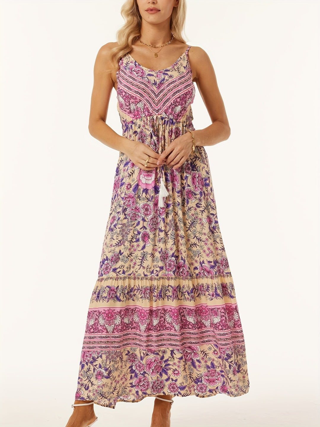 Printed Scoop Neck Boho Midi Cami Dress-Trendsi-Fuchsia Pink-S-[option4]-[option5]-[option6]-[option7]-[option8]-Shop-Boutique-Clothing-for-Women-Online