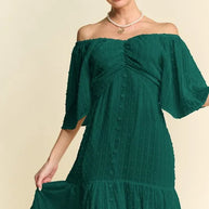 Davi & Dani Swiss Dotted Ruched Ruffle Open Back Midi Dress-Dresses-Trendsi-[option4]-[option5]-[option6]-[option7]-[option8]-Shop-Boutique-Clothing-for-Women-Online