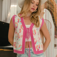 BiBi Leopard Sweater Vest With Front Tie and Scallop Detail-Trendsi-[option4]-[option5]-[option6]-[option7]-[option8]-Shop-Boutique-Clothing-for-Women-Online