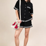 VERY J Crinkled Woven Shirt Top & Shorts Set-2 piece set-Trendsi-[option4]-[option5]-[option6]-[option7]-[option8]-Shop-Boutique-Clothing-for-Women-Online