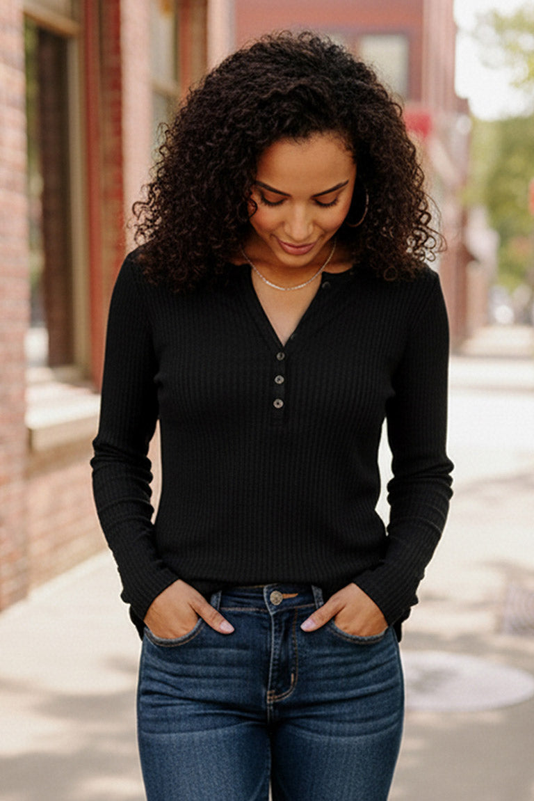 Backwoods Beauty Black Thermal Top-Reborn J-[option4]-[option5]-[option6]-[option7]-[option8]-Shop-Boutique-Clothing-for-Women-Online