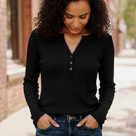 Backwoods Beauty Black Thermal Top-Reborn J-[option4]-[option5]-[option6]-[option7]-[option8]-Shop-Boutique-Clothing-for-Women-Online