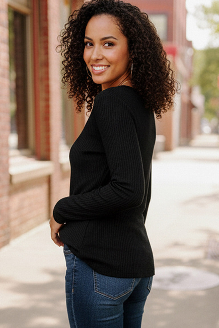 Backwoods Beauty Black Thermal Top-Reborn J-[option4]-[option5]-[option6]-[option7]-[option8]-Shop-Boutique-Clothing-for-Women-Online