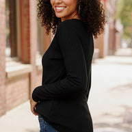 Backwoods Beauty Black Thermal Top-Reborn J-[option4]-[option5]-[option6]-[option7]-[option8]-Shop-Boutique-Clothing-for-Women-Online