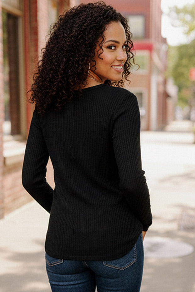 Backwoods Beauty Black Thermal Top-Reborn J-[option4]-[option5]-[option6]-[option7]-[option8]-Shop-Boutique-Clothing-for-Women-Online